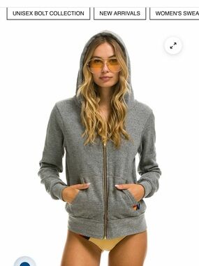 Aviator Nation Gray Zip Bolt Hoodie